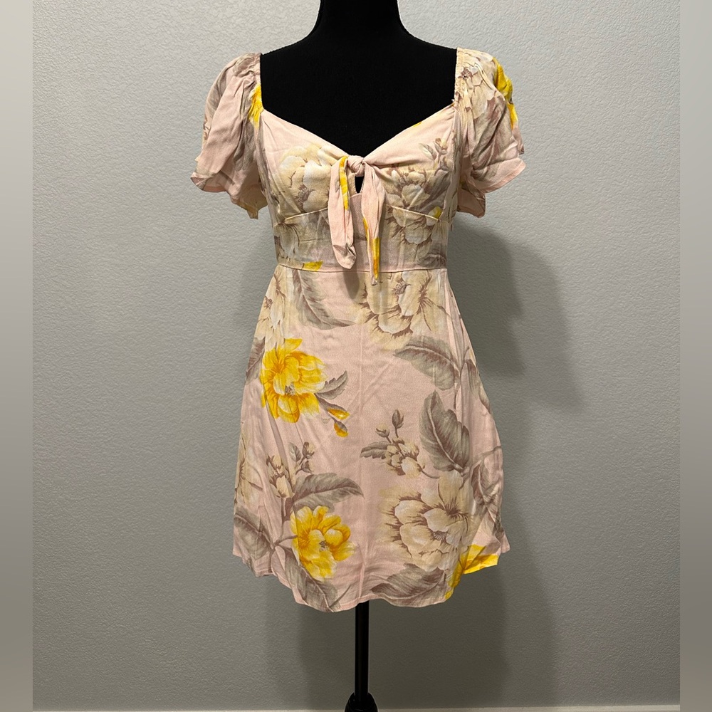 Pink Floral Summer Mini Dress
